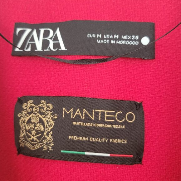 Long red Manteco Zara wool fitted coat size M - Picture 3 of 5